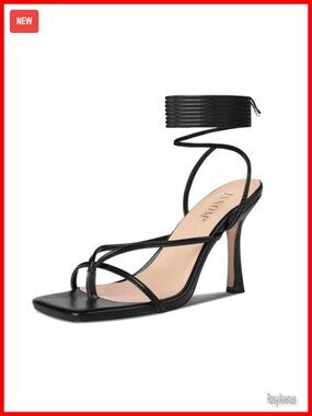 Lace Up High Heel Sandals Square Open Toe Stiletto Faux Leather